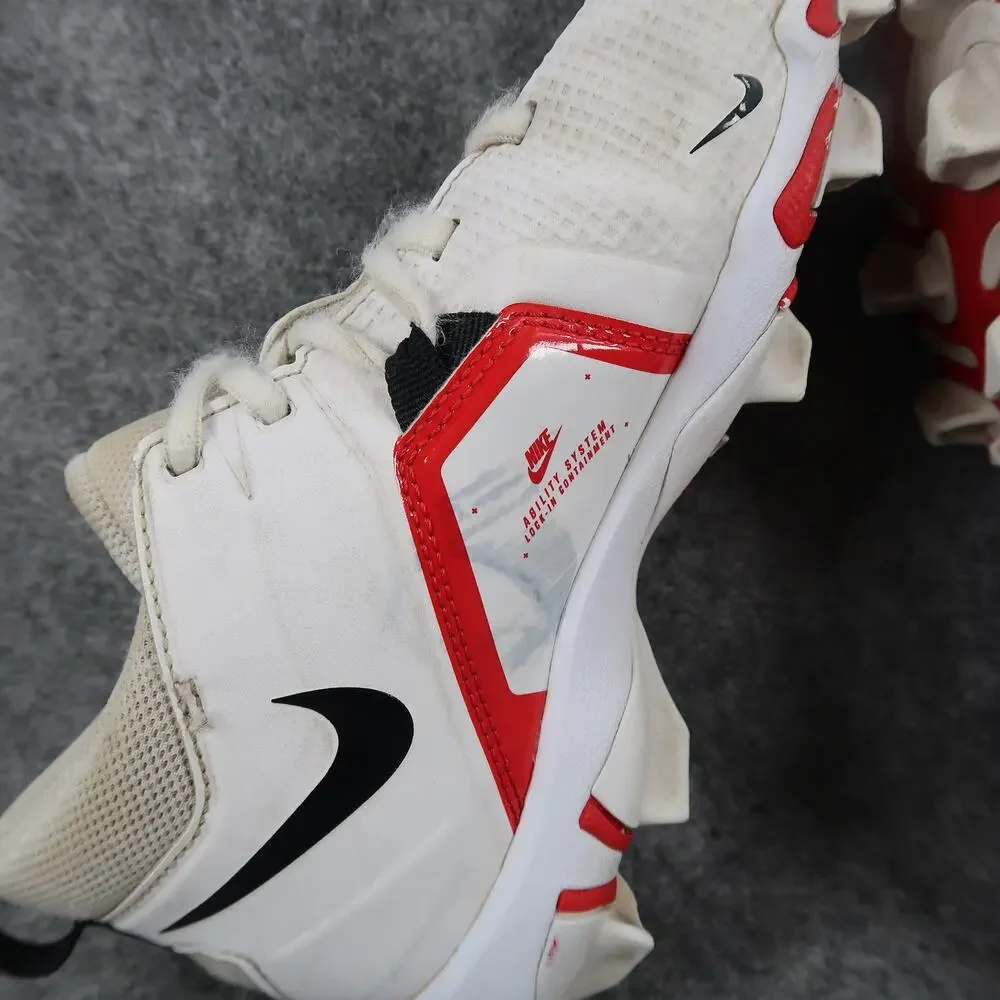 Nike Shoes Youth 4 Cleat Football Alpha Menace 3 Shark White Red Sport Athletic